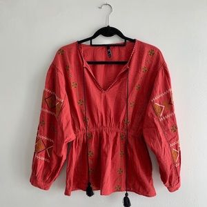 Zara trf collection boho style embroidered top